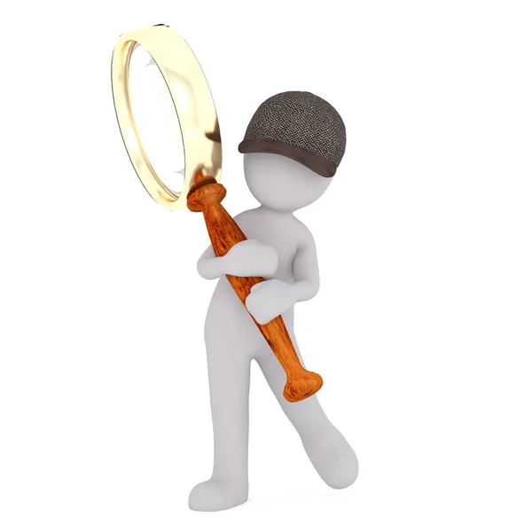 Cartoon Detective with Oversize Magnifying Glass — Stock Photo, Image