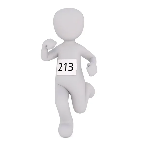 Corredor dos desenhos animados vestindo o número 213 na corrida de maratona — Fotografia de Stock