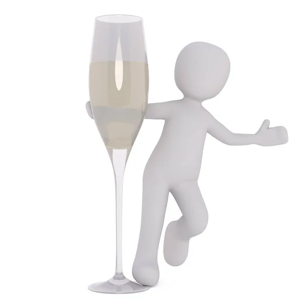 シャンパン フルートの周りに踊り漫画図 — ストック写真