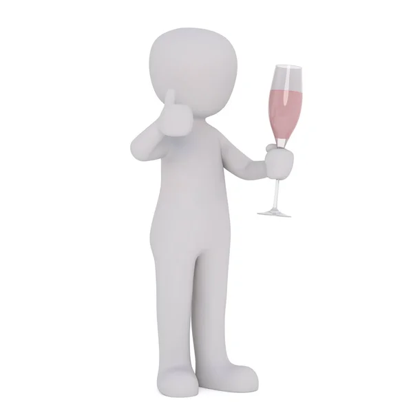 Tekenfilmfiguur Holding Champagne fluit — Stockfoto