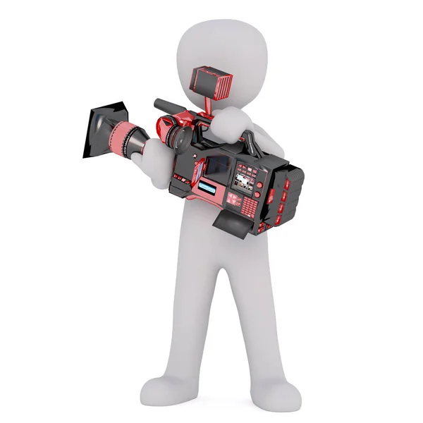 Cartoon Figure Holding Motion Picture Camera — Stock Photo, Image
