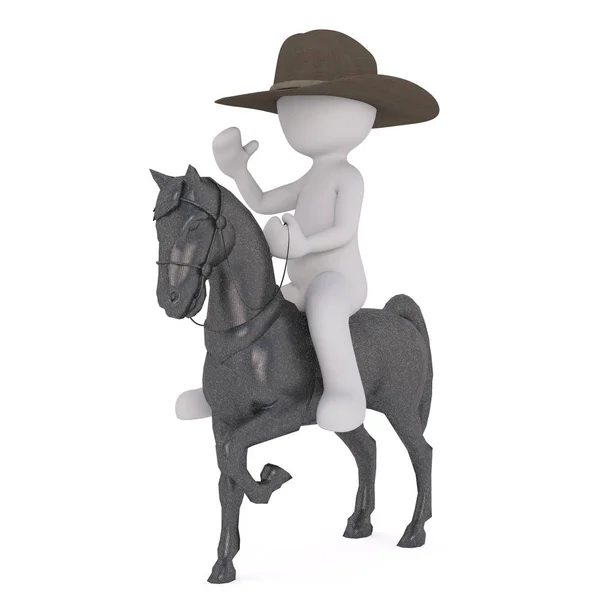 3D rendered figure sitting atop grey horse — Stock Photo, Image