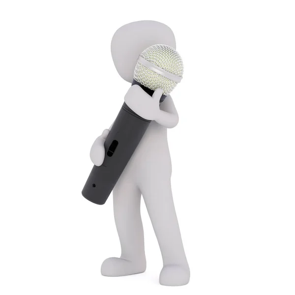 Little man with big microphone — Stock Photo, Image