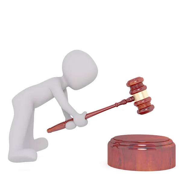 Little man doing gavel strike — Stock Photo, Image