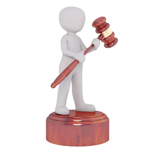 Little man holding gavel — Stock Photo, Image