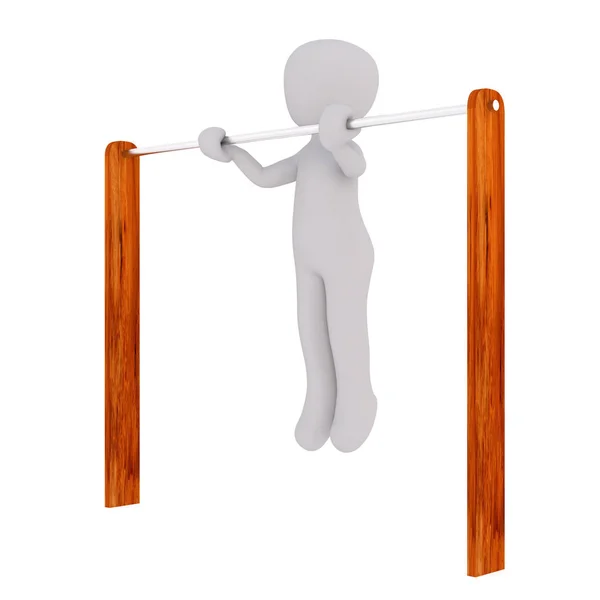 3d toon performing pull ups — Stock Photo, Image