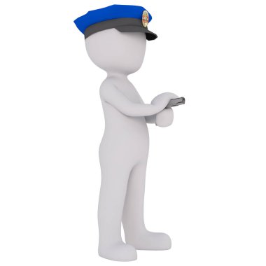 3d toon polis silah tutan