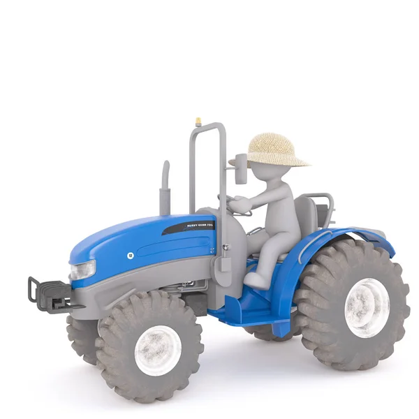 3D rolnik lub parobek jazdy ciągnika — Zdjęcie stockowe