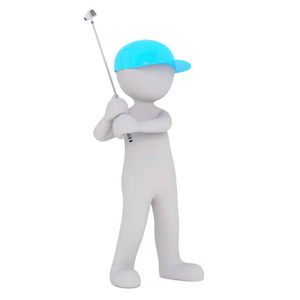 Carino piccolo uomo 3d giocare a golf — Foto Stock