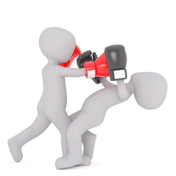3d uomo stendere un avversario nella boxe — Foto Stock