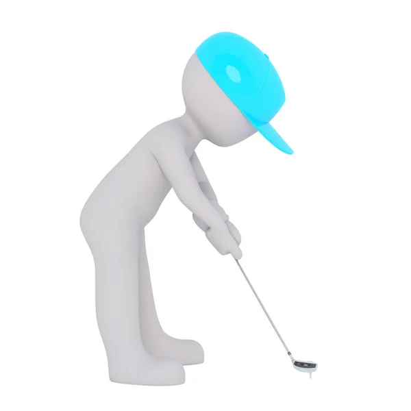 3d golfista alineando su tiro con su club —  Fotos de Stock