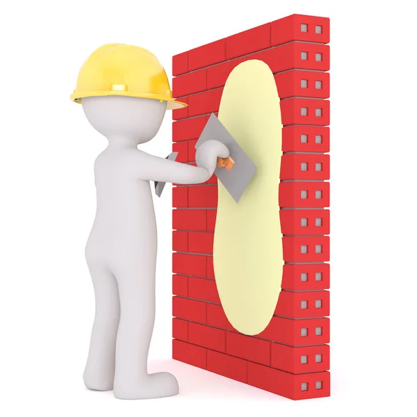 3d plaster plastering a brick wall — Stock Photo, Image