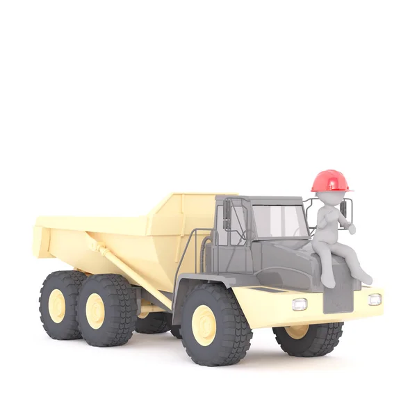 3D budowniczy, Górnik lub robotnik na dużej ciężarówki — Zdjęcie stockowe