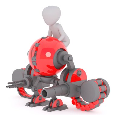 Öldürme robot üzerinde oturan adam