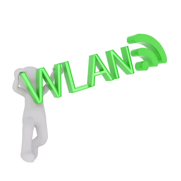 3d toon com sinal de WLAN no branco — Fotografia de Stock