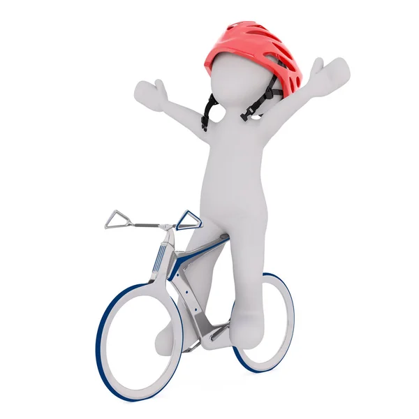 Cavaleiro dos desenhos animados comemorando na bicicleta de corrida — Fotografia de Stock