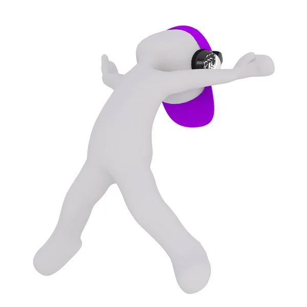 Cartoon Figure in Cap and Headphones Dancing — Stock Photo, Image