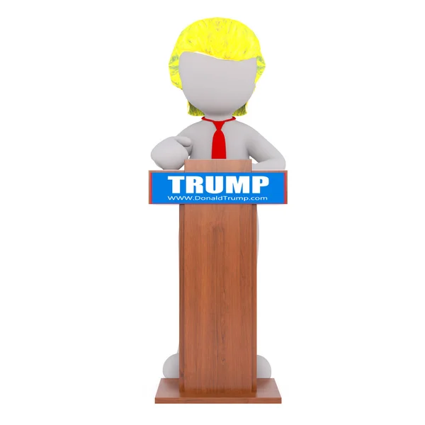 3D безликий Дональд Трамп на трибуне — стоковое фото