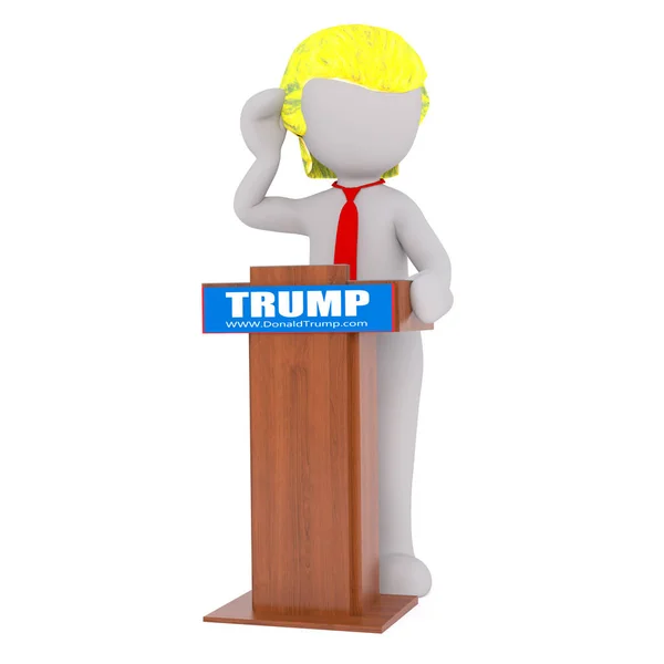 Cartoon Donald Trump permanent op toespraak Podium — Stockfoto