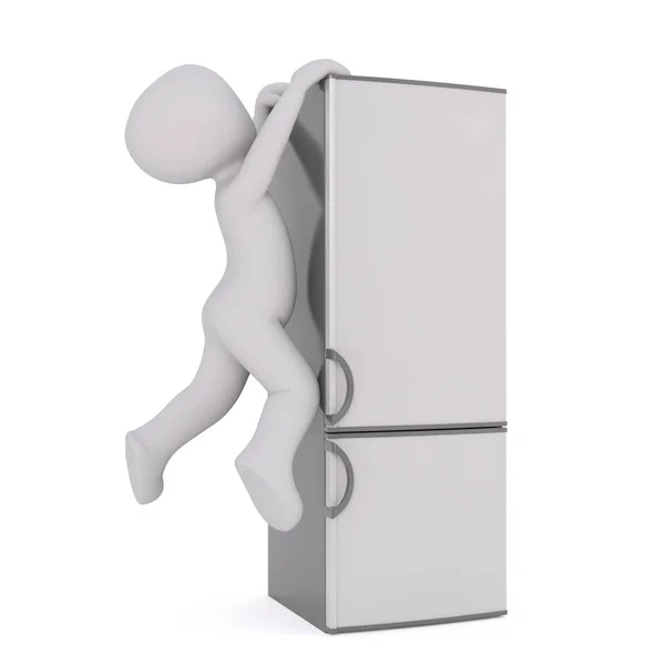 Figurine de bande dessinée suspendue au réfrigérateur moderne — Photo