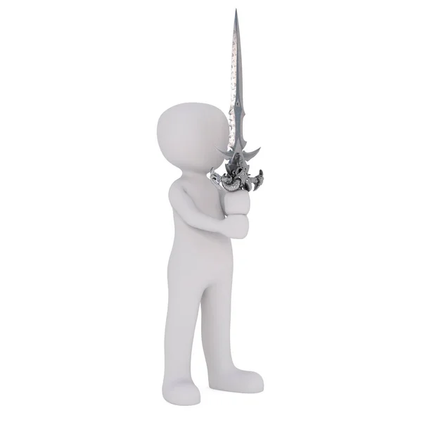 Hombre 3D con espada de fantasía —  Fotos de Stock
