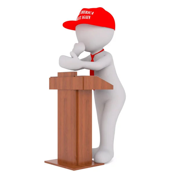 Hombre 3D en Donald Trump gorra roja — Foto de Stock