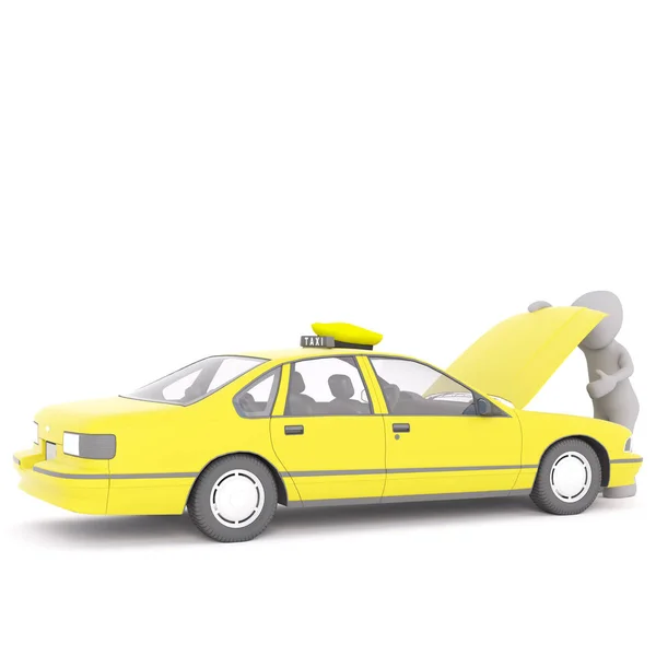 Broken yellow taxi concept — Stock Photo, Image