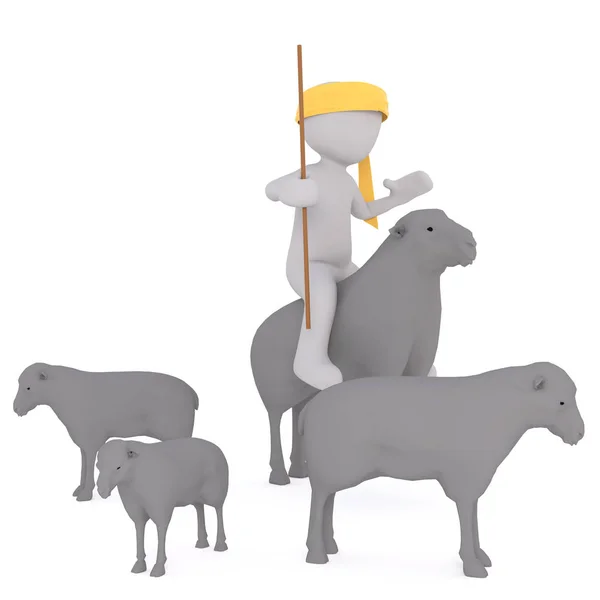 Pasteur à cheval sur un mouton — Photo
