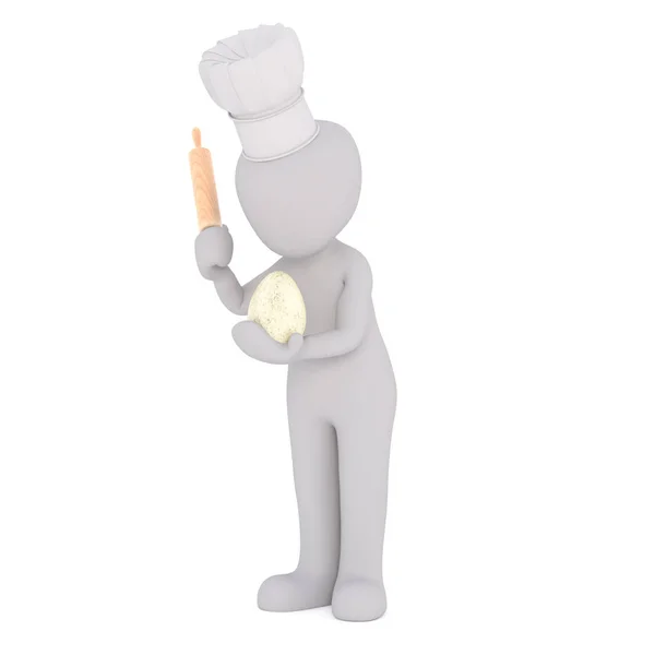 3D renderização de cozinheiro solitário com rolo de rolo — Fotografia de Stock