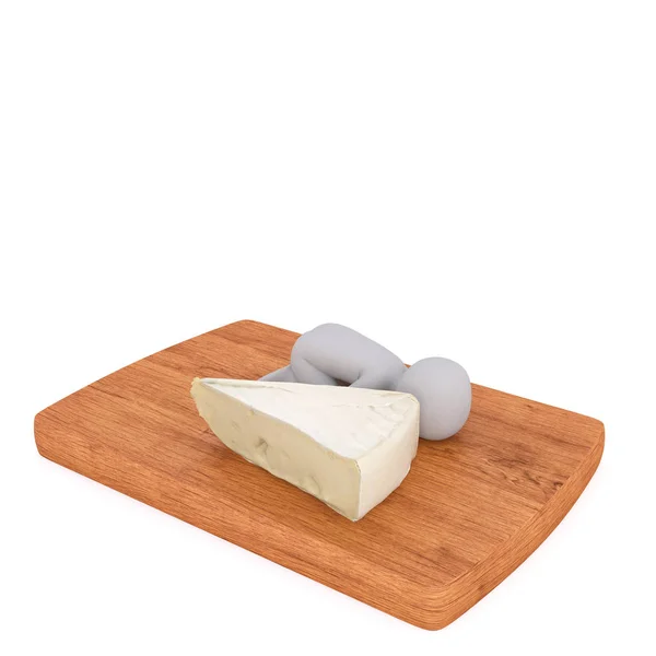 Kleiner 3D-Mann und Käsekonzept — Stockfoto