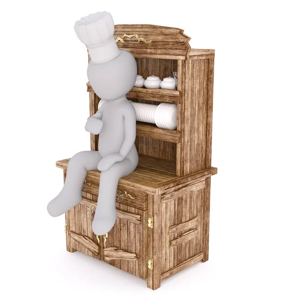 Bucătar așezat pe dulapul de bucătărie — Fotografie, imagine de stoc