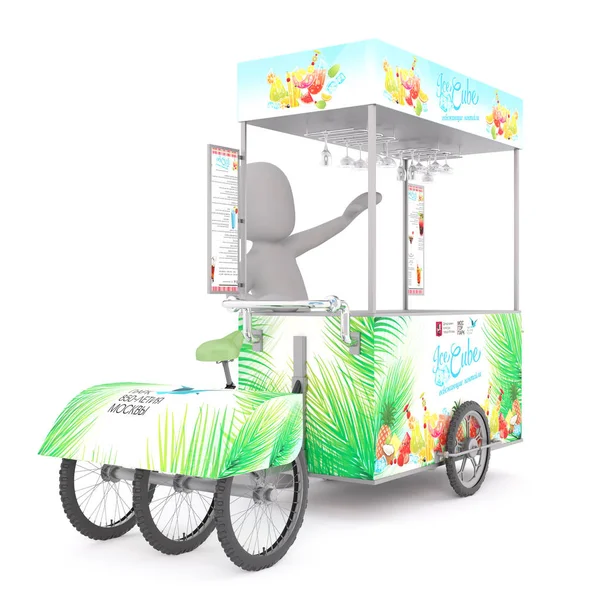 3D rendering of ice cream vendor with cart — Stock Photo, Image