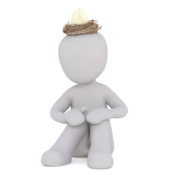 Vestindo ninho com ovo como chapéu — Fotografia de Stock