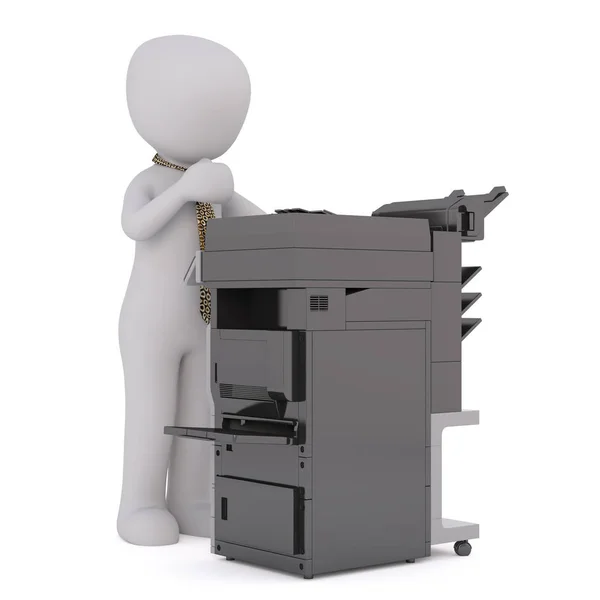 Człowiek 3D skanowanie dokumentu za pomocą kopiarki — Zdjęcie stockowe