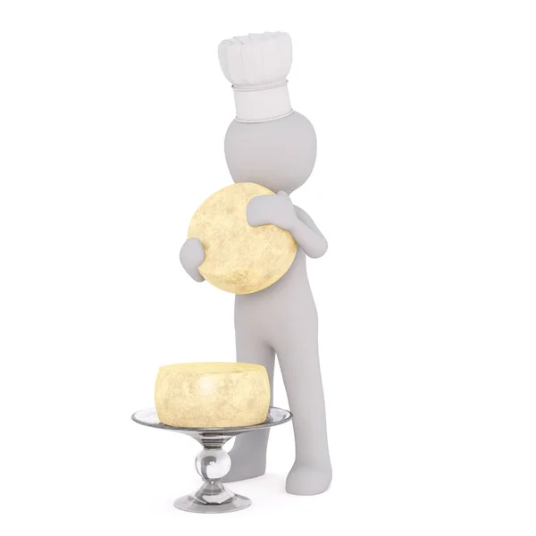 3d toon bucătar cu roți de brânză — Fotografie, imagine de stoc