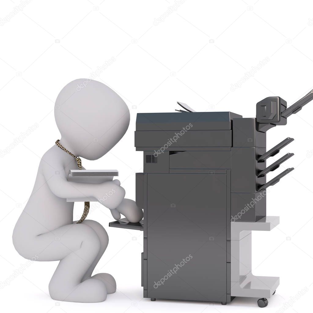 Office 3D man using copier