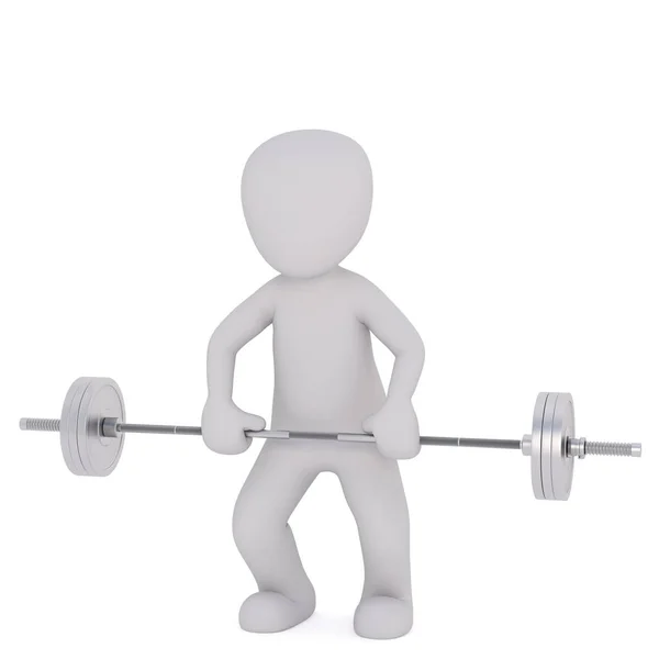 3d toon lifting barbell on white — Stock Photo, Image