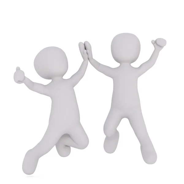 Two Excited Cartoon Figures Giving High Fives — Stock Photo, Image