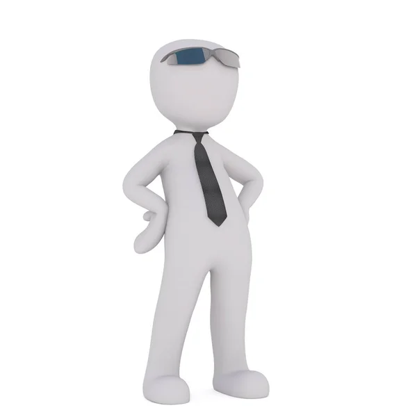 Cartoon in Sunglasses and Tie with Hands on Hips — Stock Photo, Image