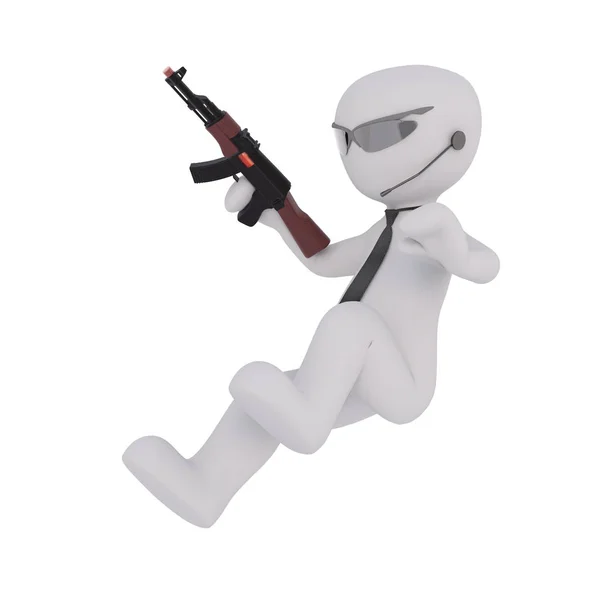 Security man with machine gun — Stock Photo, Image