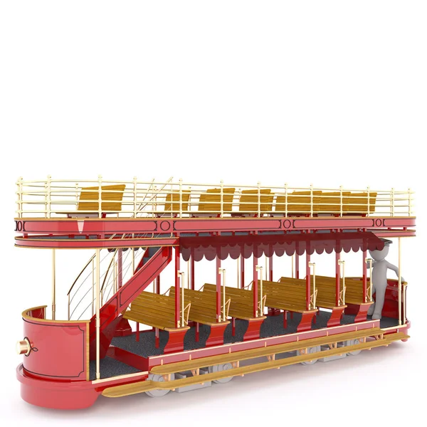 Old double-decker tram 3D figure — Stock Photo, Image