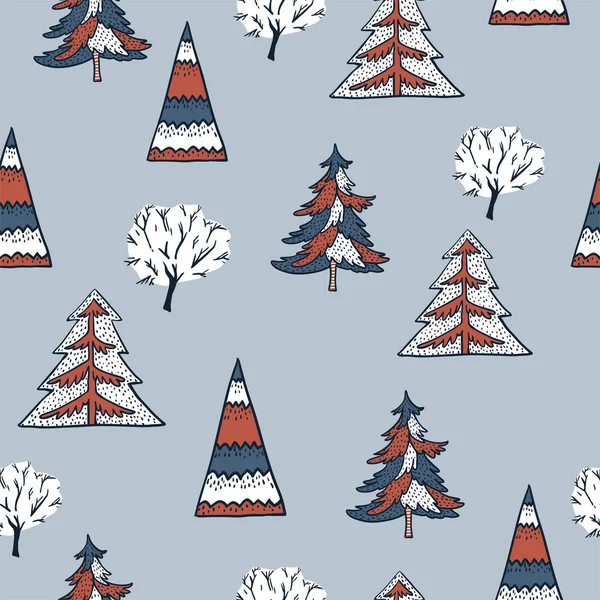 Karácsonyi zökkenőmentes minta, téli évjárat karácsonyfa, Happ — Stock Vector