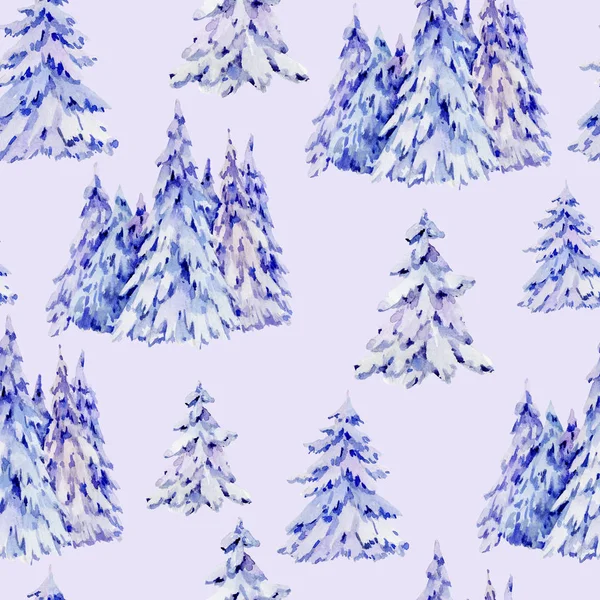 Akvarell természetes téli erdő zökkenőmentes minta. Természetes tex — Stock Fotó