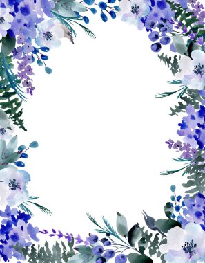 Suluboya Çiçek Kutlama Kartı, Ortanca, Lavanta