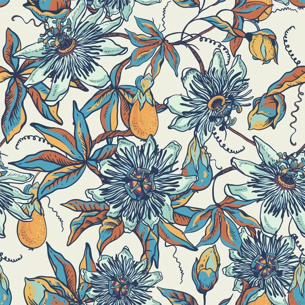 Klasik mavi çiçekli, dikdörtgen desenli. Passiflora dokusu