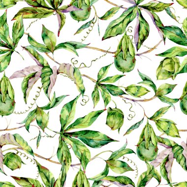 Sulu yeşil yapraklar tropik ve pürüzsüz desenler bırakır. Vintage exoti