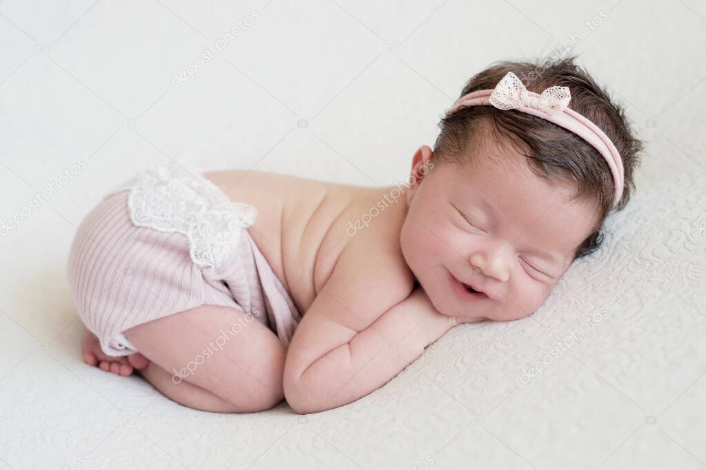Sleeping newborn baby. Healthy and medical concept. Healthy child, concept of hospital and happy motherhood. Infant baby. Happy pregnancy and childbirth. Children's theme. Baby and childen's goods.
