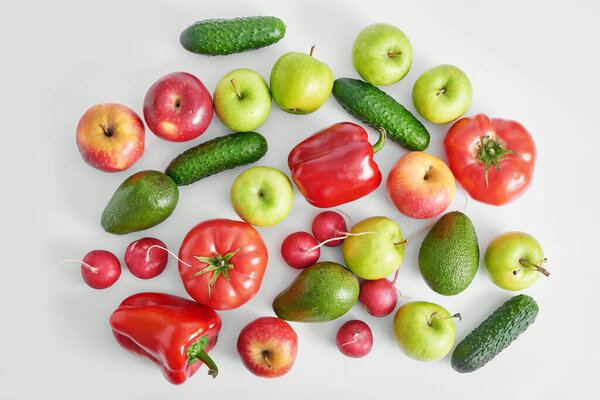 Здоровое питание. Другая здоровая пища. Вид сверху. Плоская диета, вегетарианство и вегетарианство, сырые продукты и детокс-диета. Супермаркет и ферма
