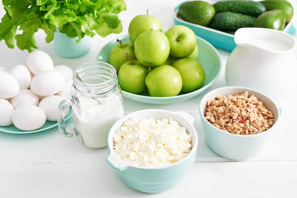 Sauber Essen Gesunde Kochzutaten Nahrungsrahmen Superfoods Konzept Fitness Frühstück Gesundes — Stockfoto