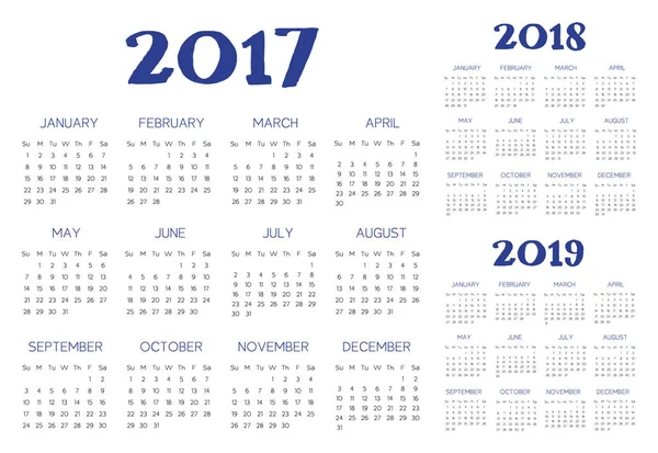 Vector calendario Inglés — Vector de stock